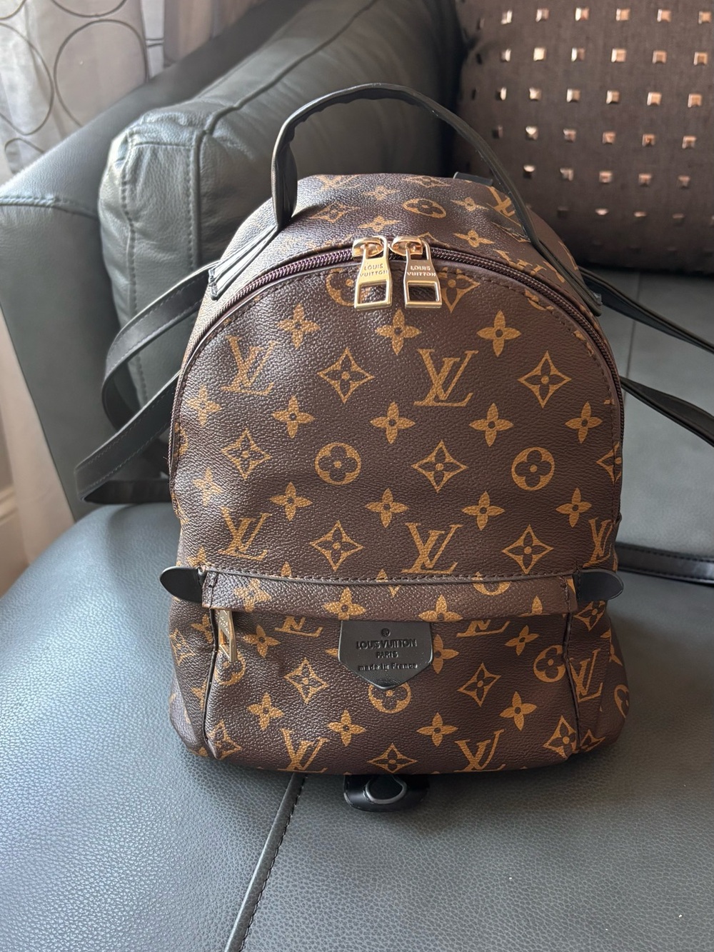 Monogram Mini Backpack with Brown and Gold Hardware